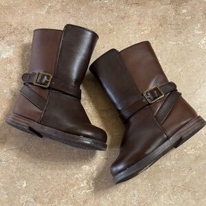 Gymboree Black Brown Faux Leather Zipper Boots Size 4 Toddler